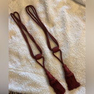 Curtain Tiebacks Set 2 Burgundy Fringe Drapery Tassel Tie French - Tuscany